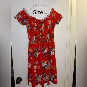 Floral Red Button-Down Dress